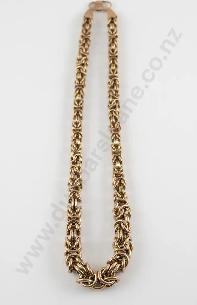 9ct Rose Gold Graduated 'Byzantine' Link Neck Chain Image 1++
