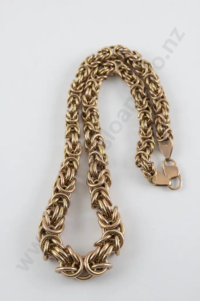 9ct Rose Gold Graduated 'Byzantine' Link Neck Chain Image 1++