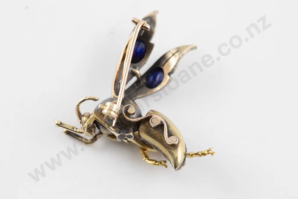 Victorian 18ct and Silver Gem Set Wasp Brooch Image 1++