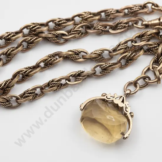 9ct Trace and Rope Link Albert Chain Necklace