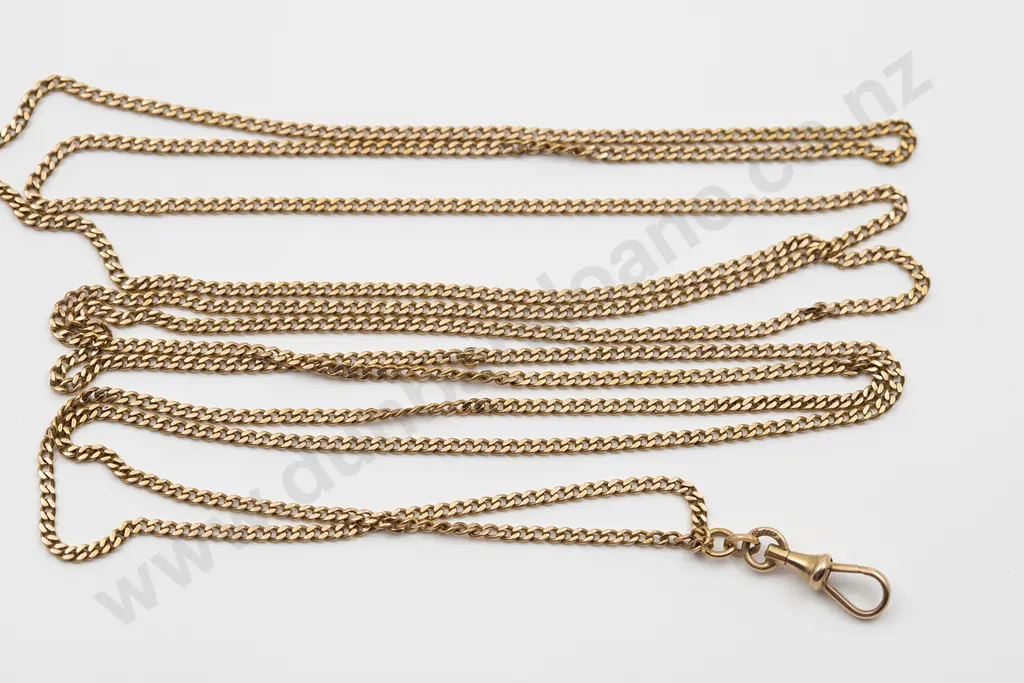 18ct Flat Facet Curb Link Muff Chain Image 1++