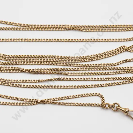 18ct Flat Facet Curb Link Muff Chain