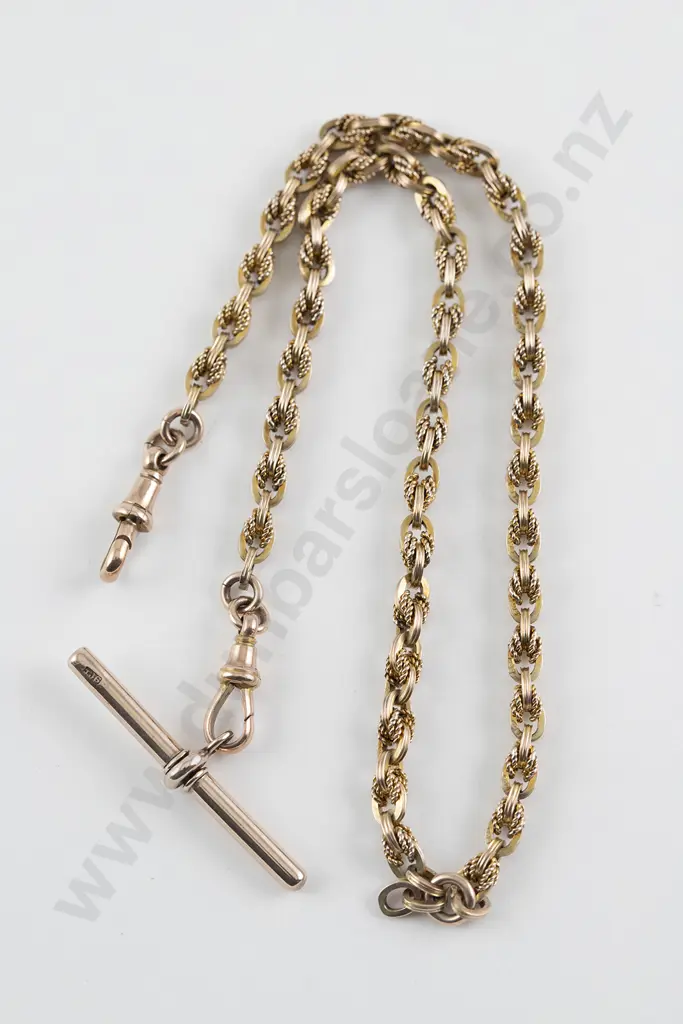 Early C20th Edwardian 9ct Rope Trace Link Albert Chain Image 1++