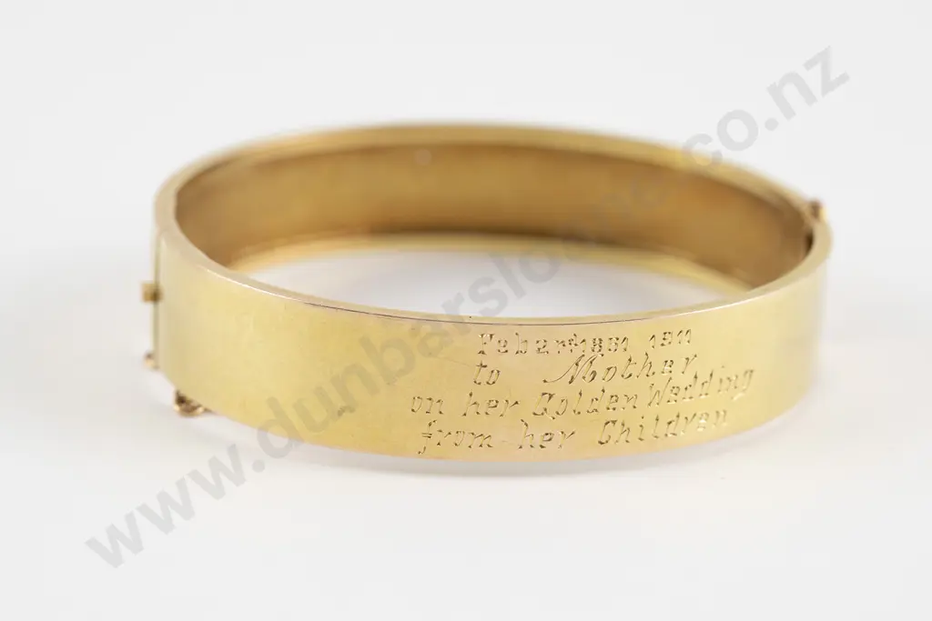 Edwardian 15ct Half Engraved Hinged Snap Bangle Image 1++