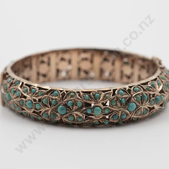 9ct Turquoise Hinged Snap Bangle