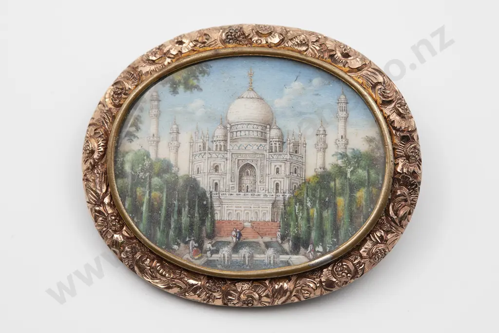 Victorian Silver Gilt Framed Taj Mahal Brooch Image 1++