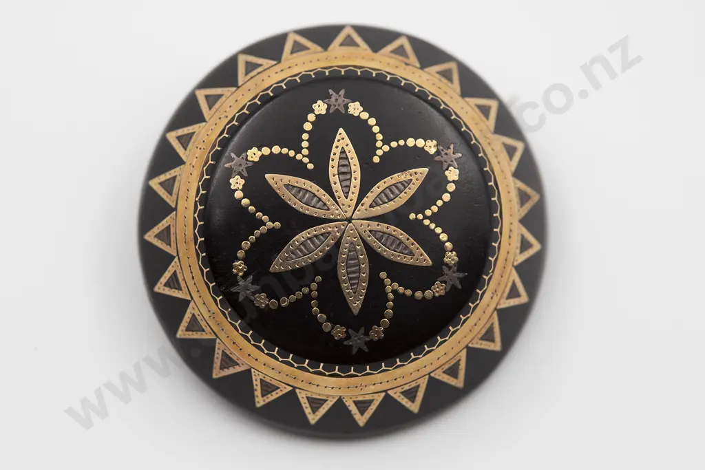 Victorian Pique Tortoise Shell Brooch Image 1++