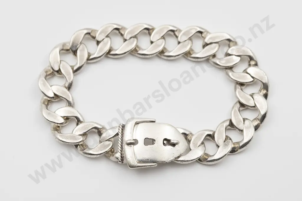Friedrich Binder (FBM) Germany .835 Heavy Curb Link Bracelet Image 1++
