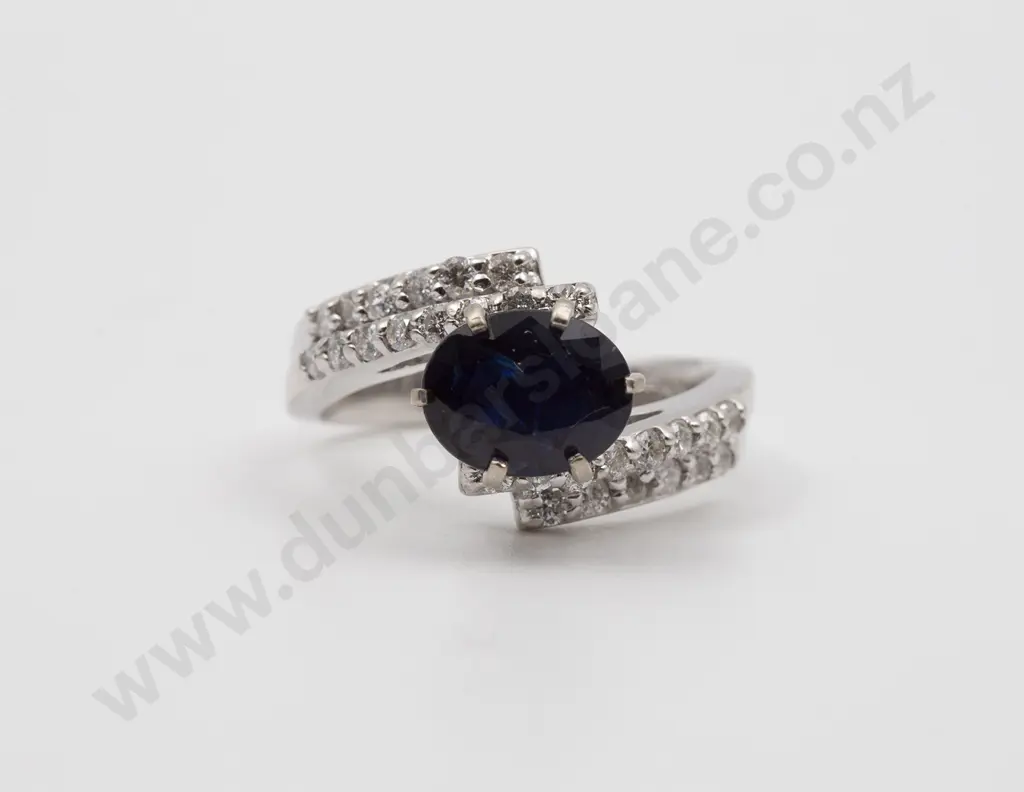 14ct White Gold 29stone Sapphire and Diamond Dress Ring Image 1++