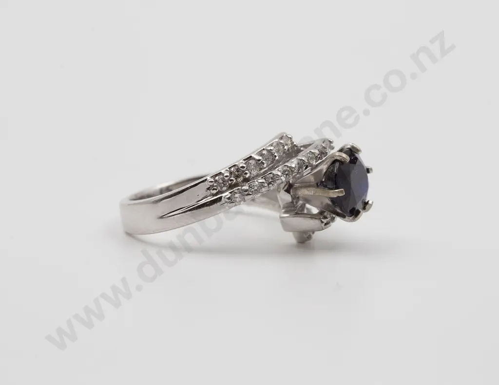 14ct White Gold 29stone Sapphire and Diamond Dress Ring Image 1++