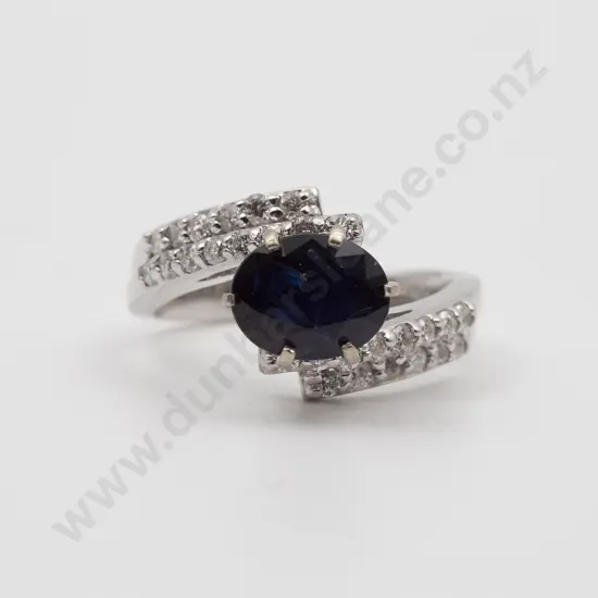 14ct White Gold 29stone Sapphire and Diamond Dress Ring