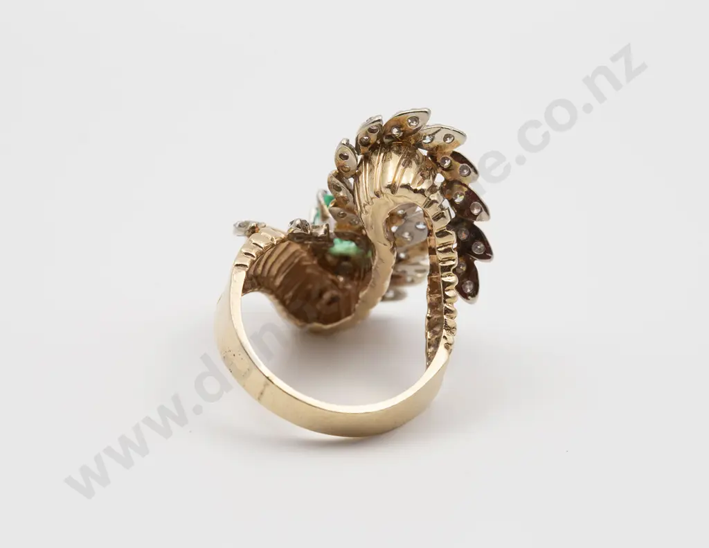 14ct 55stone Emerald and Diamond Fancy Dress Ring Image 1++