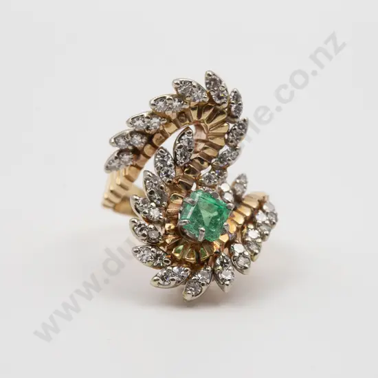 14ct 55stone Emerald and Diamond Fancy Dress Ring