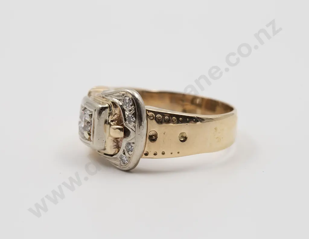 14ct Five Stone Diamond Buckle Band Dress Ring Image 1++