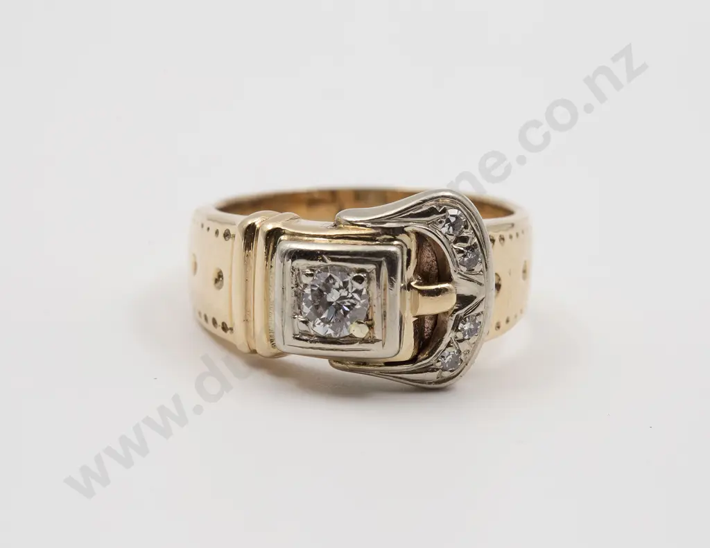 14ct Five Stone Diamond Buckle Band Dress Ring Image 1++