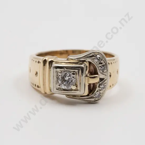 14ct Five Stone Diamond Buckle Band Dress Ring