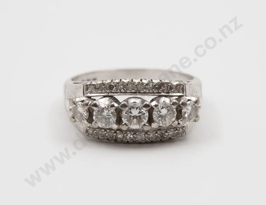 18ct White Gold Five Stone Bridge Ring Image 1++
