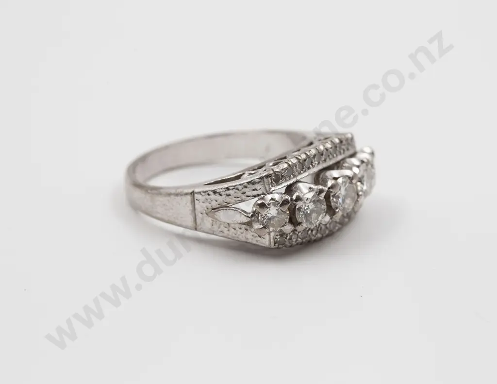 18ct White Gold Five Stone Bridge Ring Image 1++