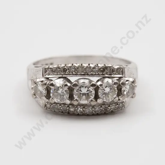 18ct White Gold Five Stone Bridge Ring