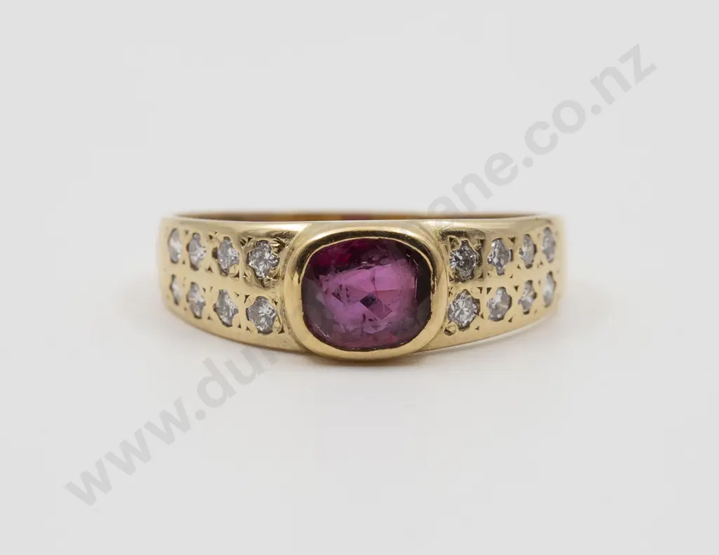14ct 17stone Ruby and Diamond Band Ring Image 1++