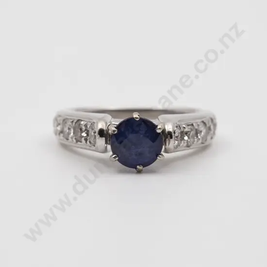 14ct White Gold 13stone Sapphire and Diamond Ring
