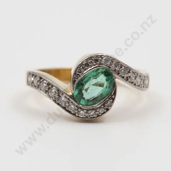 18ct 21stone Emerald and Diamond Dress Ring