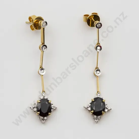 18ct Sapphire and Diamond Pendant Drop Earrings