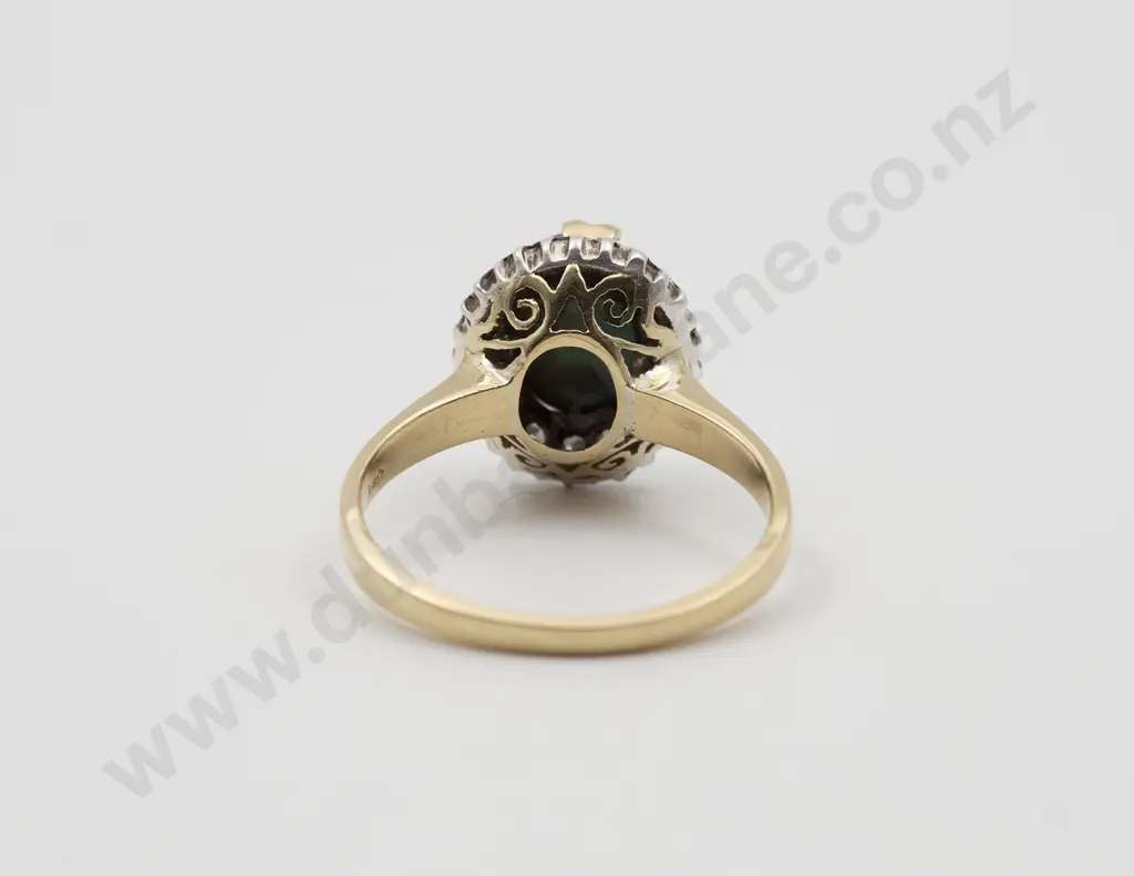 14ct 15stone Cabochon Sapphire and Diamond Cluster Ring Image 1++