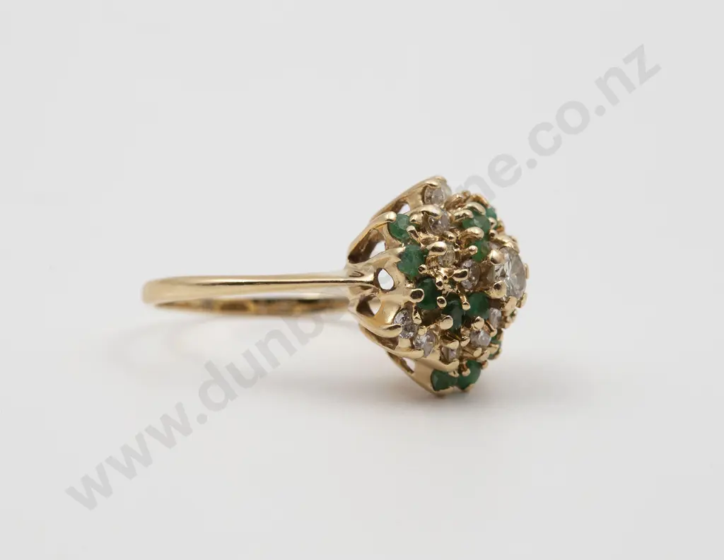 14ct 41stone Emerald and Diamond Cluster Ring Image 1++