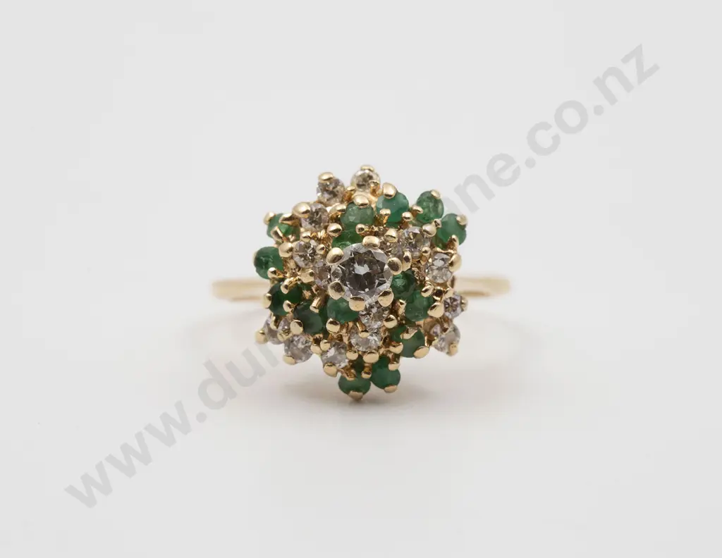 14ct 41stone Emerald and Diamond Cluster Ring Image 1++