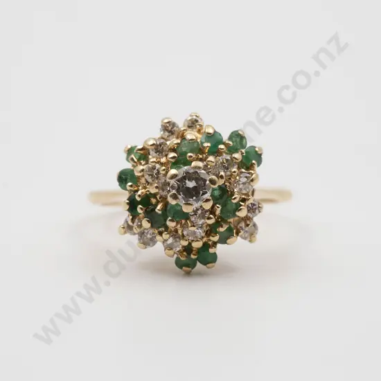 14ct 41stone Emerald and Diamond Cluster Ring