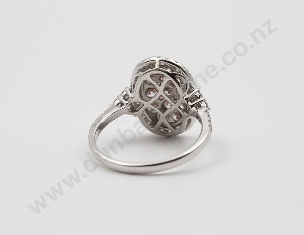 14ct White & Rose Gold 55stone Diamond Cluster Ring Image 1++
