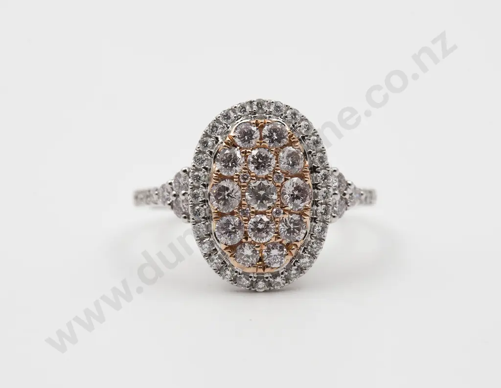 14ct White & Rose Gold 55stone Diamond Cluster Ring Image 1++