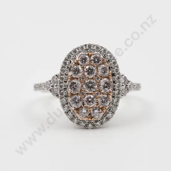 14ct White & Rose Gold 55stone Diamond Cluster Ring