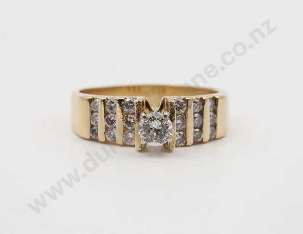 14ct Solitaire Diamond Band Ring Image 1++