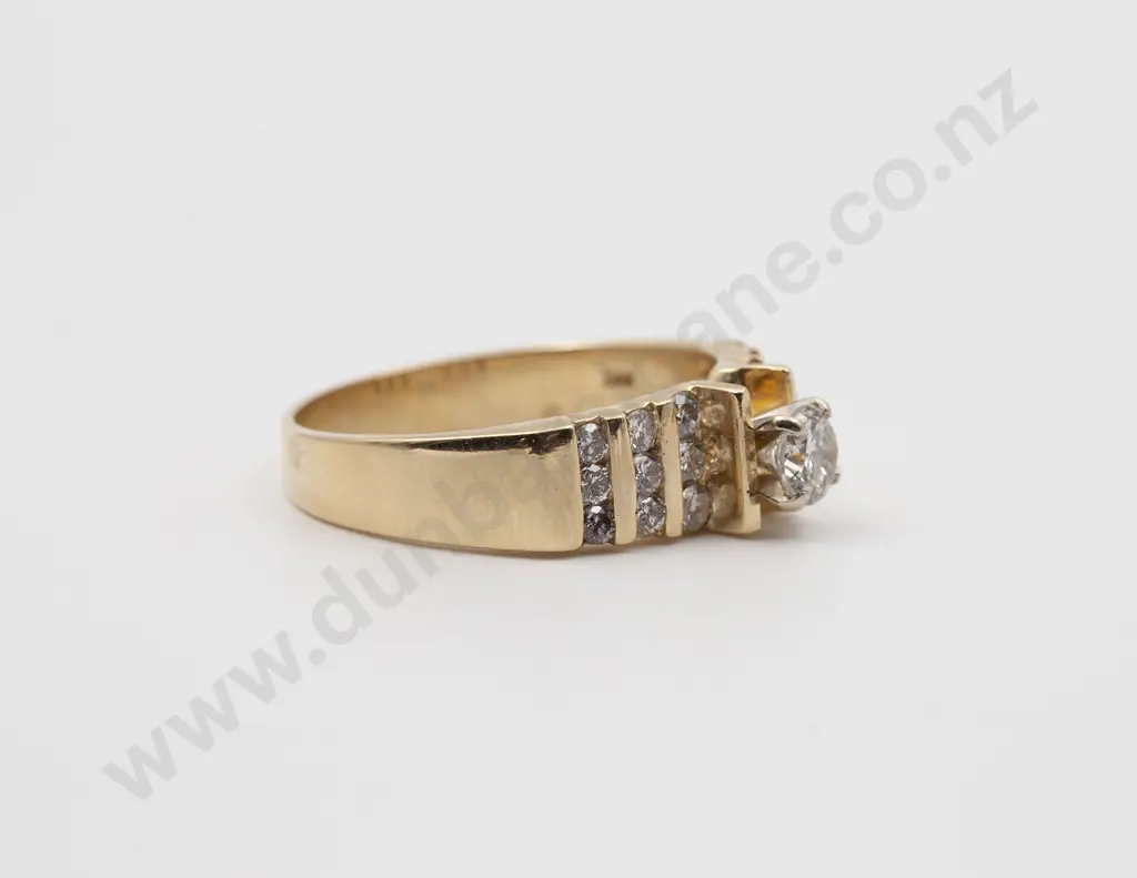 14ct Solitaire Diamond Band Ring Image 1++