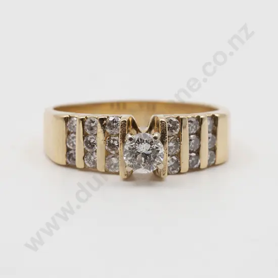 14ct Solitaire Diamond Band Ring