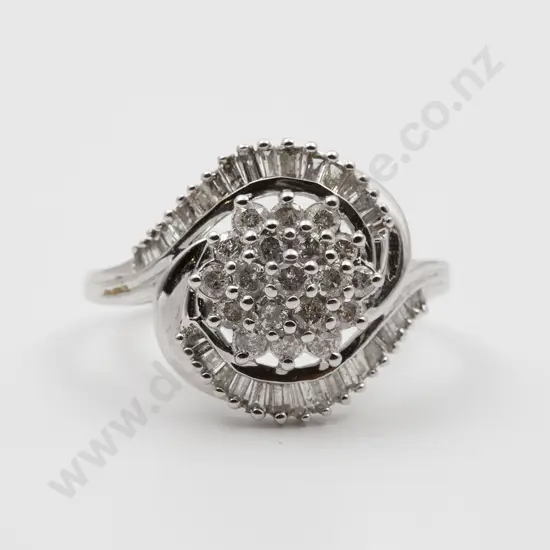 10ct White Gold 39stone Diamond Cluster Ring
