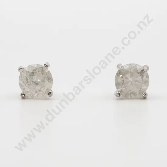 14ct White Gold Single Diamond Stud Earrings