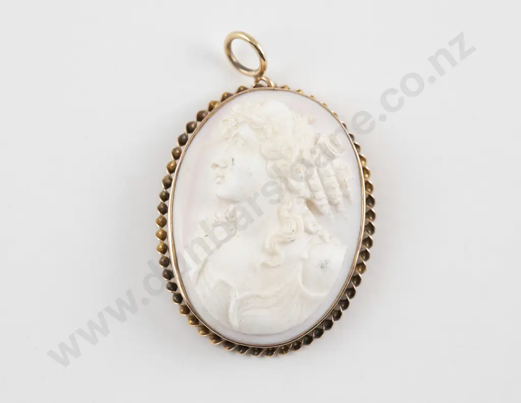 Late Victorian 9ct Framed Cameo Pendant Image 1++