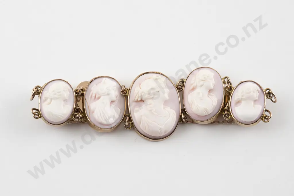 Victorian 9ct Mounted Cameo Bracelet Image 1++