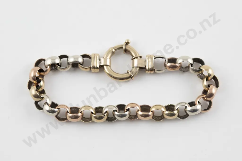 9ct Tri-colour Modern Trace Link Bracelet Image 1++