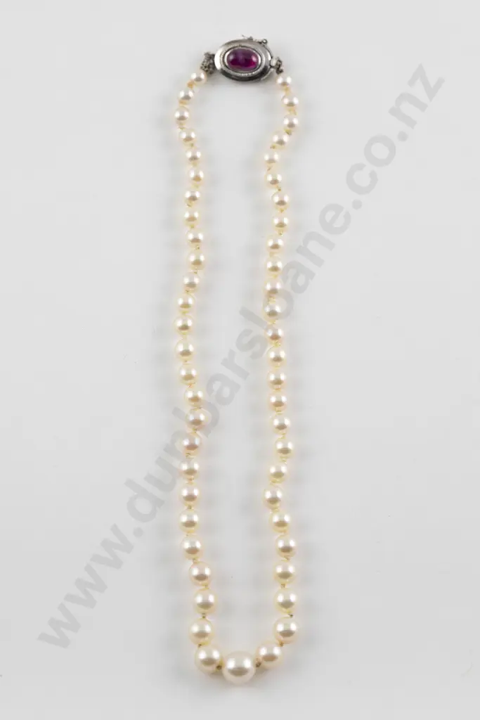 Single Strand Slightly Graduated Cultured Pearl Necklace Image 1++