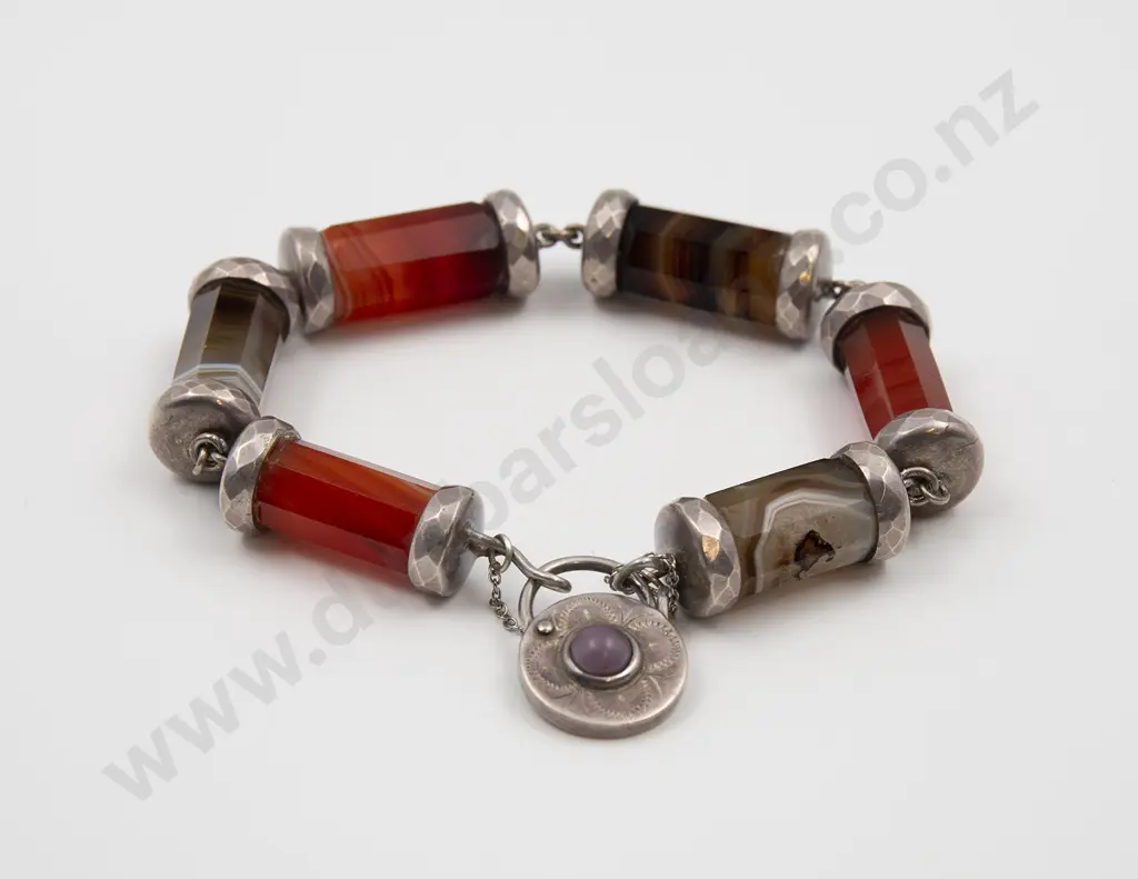 Victorian Silver Agate Bracelet Image 1++