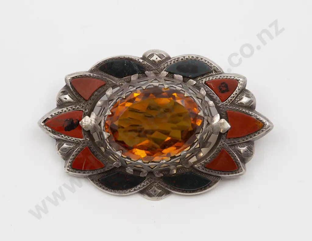 Victorian Scottish Silver and Agate Cairngorm Brooch Image 1++