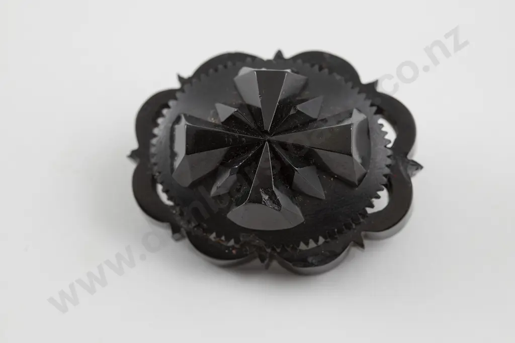 Victorian Jet and French Jet Target Brooch Image 1++