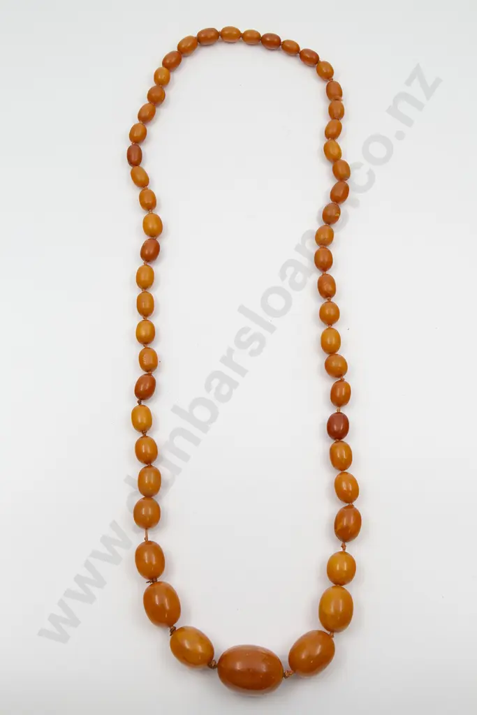 Victorian Single Strand Graduated Amber Bead Necklace Image 1++