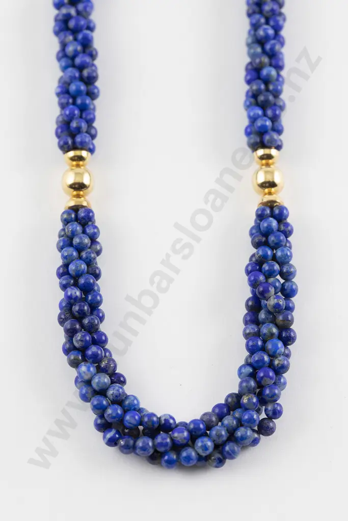 Four Strand Uniform Lapis Lazuli Bead Necklace Image 1++