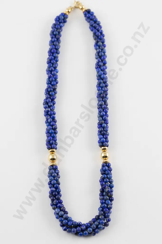 Four Strand Uniform Lapis Lazuli Bead Necklace Image 1++