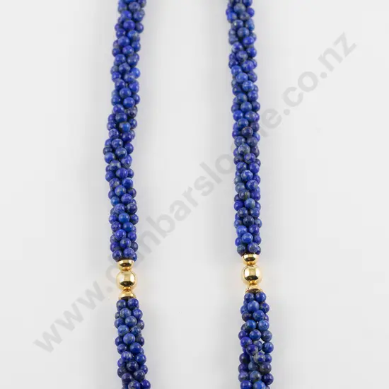 Four Strand Uniform Lapis Lazuli Bead Necklace